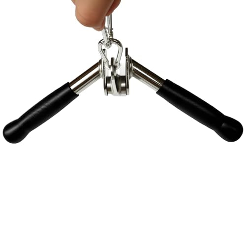 Revolving Lat Pulldown Bar with V Grip for Cable Machine - Chrome Finish