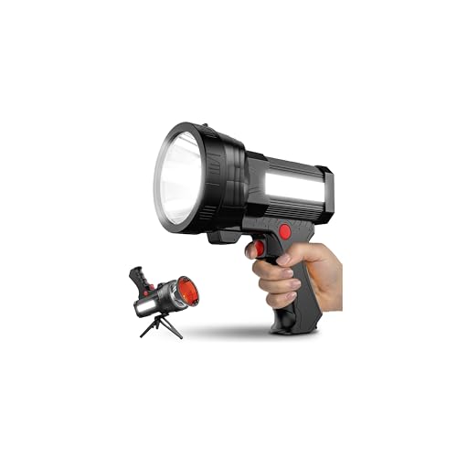 Rechargeable LED Spotlight with Red Lens, 2000 Lumens, 10,000mAh Battery, Tripod Included - Q953-RedLens