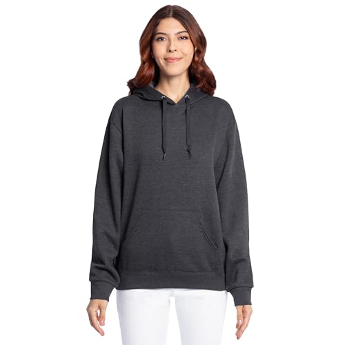 Men's Fleece Pullover Hoodie Small Black Heather Moisture Wicking Breathable