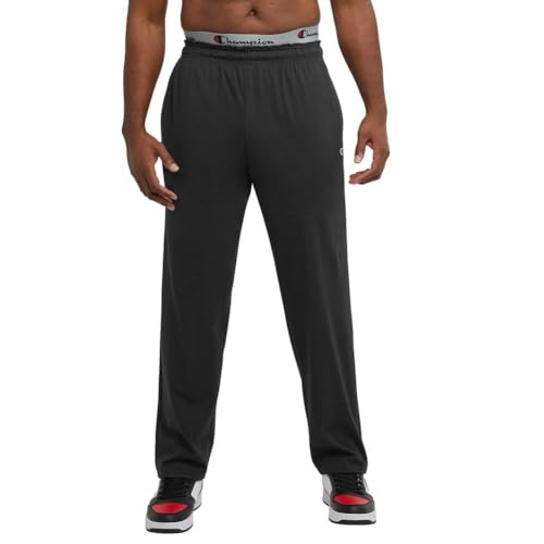 Champion Men's Open-Bottom Lounge Pants Large Black - Lightweight Cotton