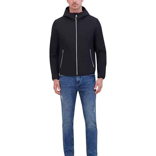 Kenneth Cole mens Hooded Soft Shell With Coil Zip Detail
