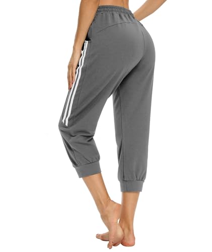 KaiDi Women's Dark Gray Capri Joggers with Pockets - Casual Sportswear