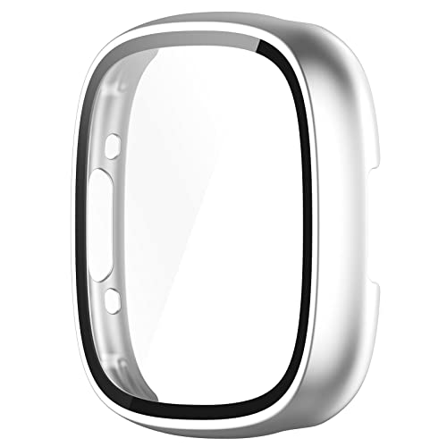 3 Pack Fitbit Versa 4 & Sense 2 Screen Protector Cases - Black, Silver, Rose Gold