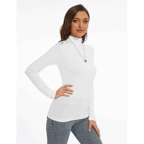 Mock Turtle Neck Long Sleeve Pullover High Neck Undershirt Slim Fit Basic Casual Tee Tops