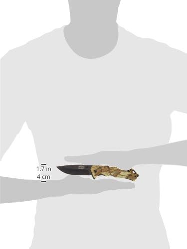Master USA MU-A001 Series Spring Assist Folding Knife, Black Blade, 4-1/2-Inch Closed