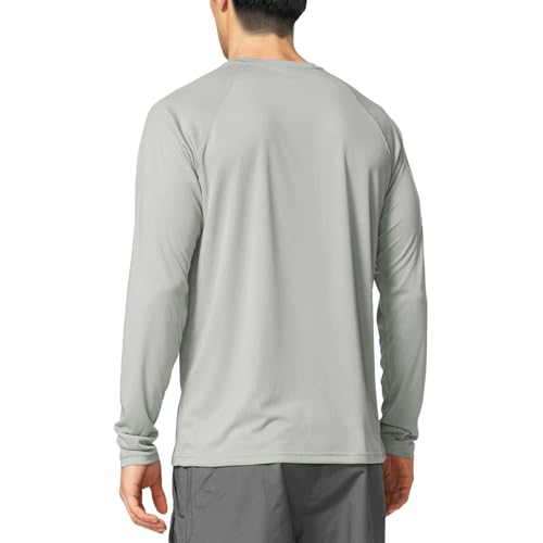Men's Short Sleeve UPF 50 Sun Protection Rash Guard Shirt for Fishing & Running - Gray, Large