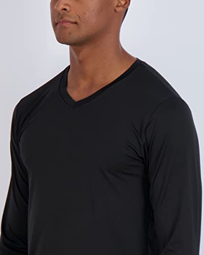 Men's Dry Fit Long Sleeve V-Neck T-Shirts Set 4X Tall Athletic Workout Gym Tees
