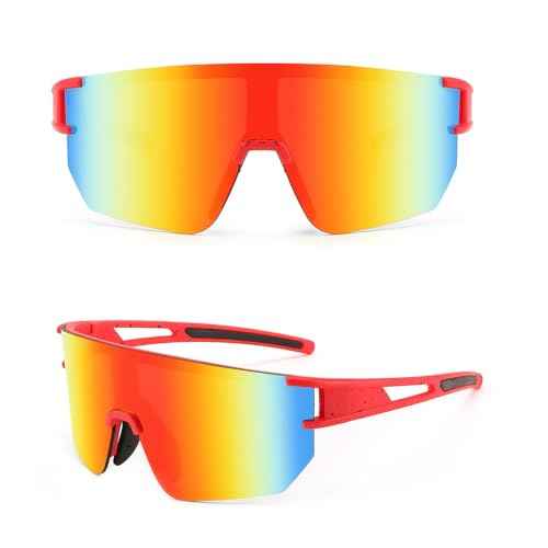 WANWAN Men Women Cycling Sunglasses, 80s Sport Baseball Mirrored Sun Glasses for Youth Adults Running Softball