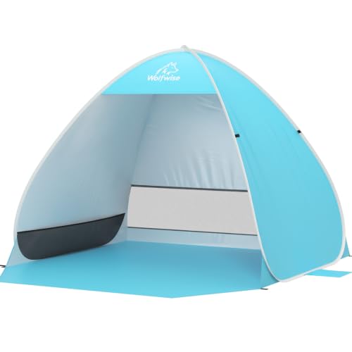 WolfWise Pop-Up Beach Tent Sun Shelter for 2-3 People - Blue