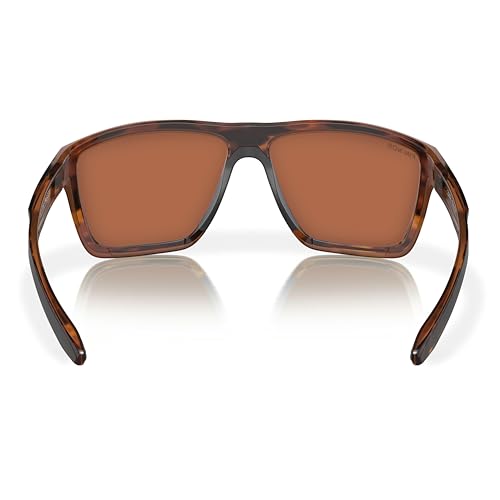 Fin-Nor Men's Rectangular Sunglasses, Green/Copper Glass Lens-Matte Tea Tortoise Frame, L/XL