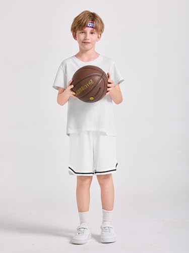 Kids Athletic Shorts Haloumoning Boys Quick Dry Basketball Shorts White 9-10 Years