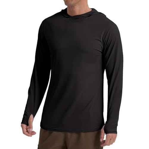 Askdeer Men's UPF 50+ Fishing Shirts Long Sleeve Lightweight Sun Protection Hoodie Shirt UV Hiking Rash Guard Shirts