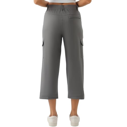 Women's Lightweight Hiking Capri Cargo Pants Large Dark Grey - Quick Dry