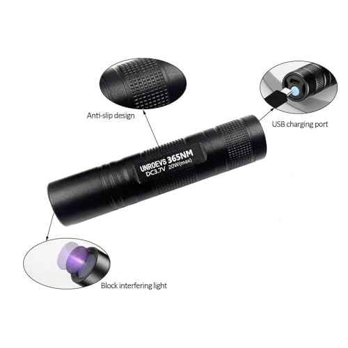 UV Flashlight Rechargeable 365nm Black Light for Pet Urine Detection,Small Ultraviolet Flashlight for Resin Curing,Rocks and Minerals,High Definition Pure Ultraviolet£¨Battery Included£©