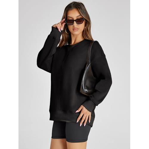 Glamaker Women's Crewneck Oversized Sweatshirt Fleece Long Sleeve Casual Comfy Hoodie Pullover Top Fall Fashion 2024