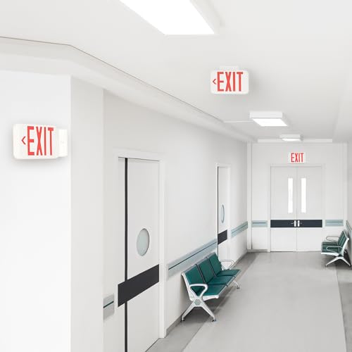 Emergency Exit Sign 2-Pack LED Double Face Fire Resistant UL Certified Hardwired with Battery Backup
