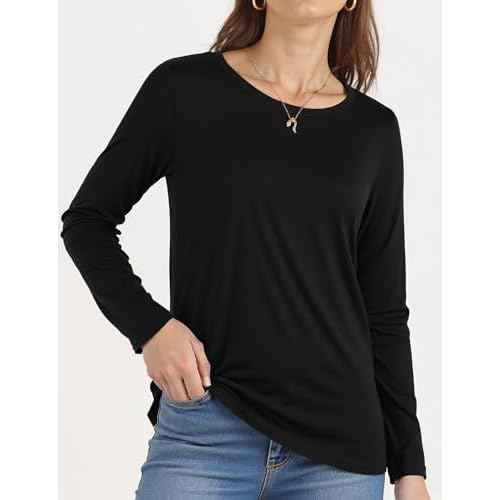 Long Sleeve Shirts for Women Crew Neck Basic Tee Fashion Womens Tops
