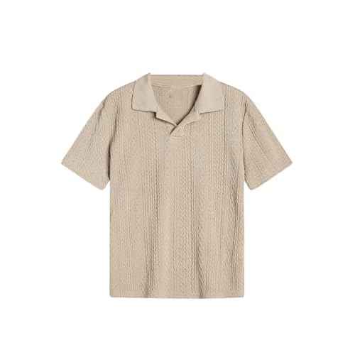 Verdusa Boys Button Down Shirt Tops Short Sleeve Collar Textured Tee Shirts