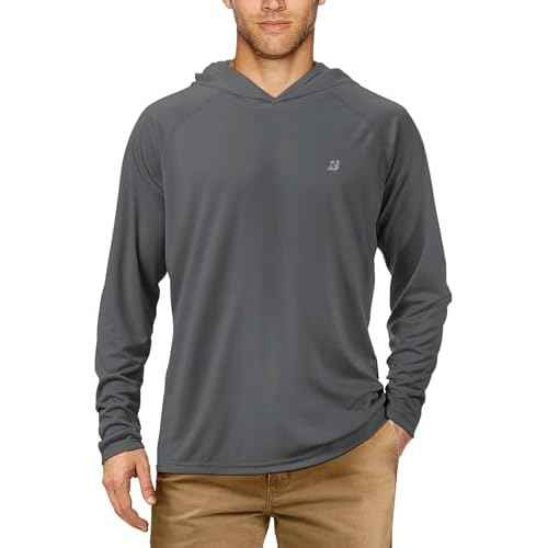 Roadbox UPF 50+ Fishing Shirts for Men, Long Sleeve UV Sun Protection Hoodie, Outdoor Hiking Running Swimming Rash Guard