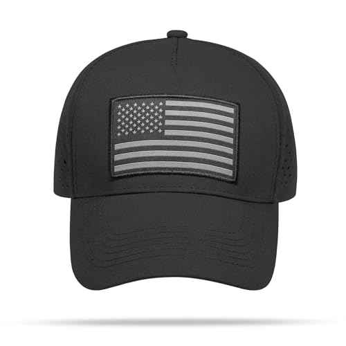 American Flag Trucker Hat, Quick Dry Baseball Cap for Men & Women, Laser Cut Mesh Waterproof Snapback Hats
