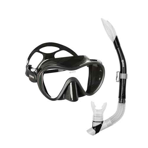 Mares Adult Combo Tropical Snorkeling Gear Set - Mono-Lens Frameless Silicone Mask, Semi-Dry Top w/Anti-Splash Snorkel