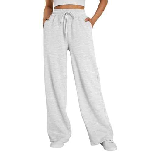 Trendy Queen Womens Wide Leg Fleece Lined Sweatpants Winter Baggy Lounge Travel Pants Fashion Outfits 2025 Joggers Clothes