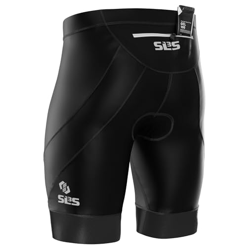 SLS3 Men’s Triathlon Shorts - Medium Black Wave, Quick Dry Padded Performance
