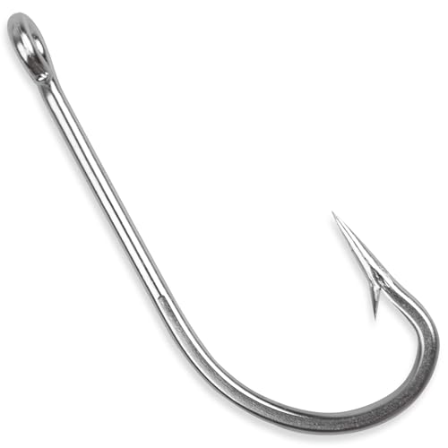 50pcs Saltwater Fishing Hooks - Forged Long Shank J Hooks Size 1/0-10/0, Extra Strong