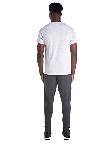 Black Heather Large Jerzees Men's Fleece Joggers with Pockets - Relaxed Fit