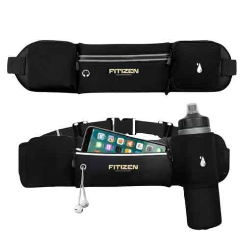 Fitizen Fanny Pack - 3 Pockets - Up To 40 in" Waist - Slim Walking Belt For Men & Women Hiking Cycling Workouts Walking & Travel - Reflective Pocket & Phone Holder for the Fit Citizen By Fitnation