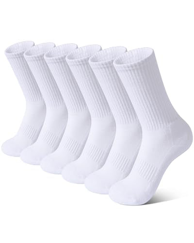 Kids Crew Socks Boys Girls Athletic Cushioned Running Socks 4-7 Years - White