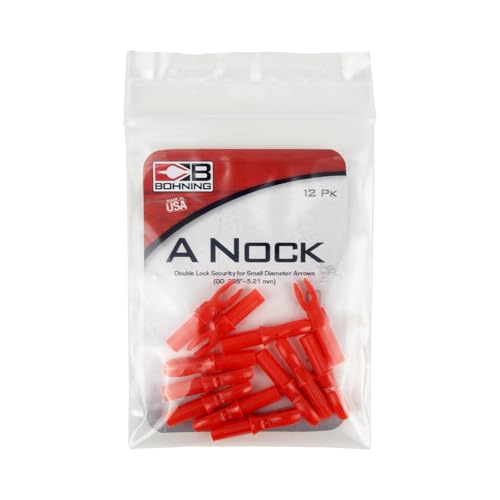 Bohning A Nock, for .204 Shafts (Small, X-Nocks, 5mm) 12 Pack, Red