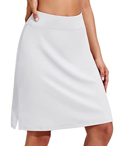 Women's 20-Inch High-Waisted Golf Skorts with Pockets - Large White