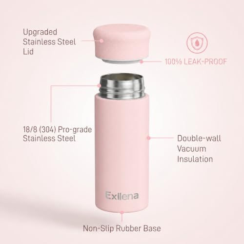 Pink 8oz Insulated Water Bottle - Leak Proof Stainless Steel Travel Mug