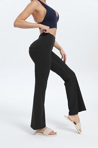 MaaGcc Flare Leggings for Women - Bootcut Workout Yoga Pants with Pockets - Medium / Black