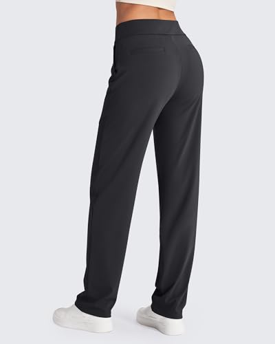 Women's Yoga Pants with Dress Style - Black, Medium - Work & Activewear