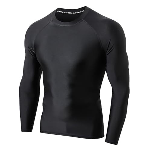 LAFROI Men's Long Sleeve UPF 50+ Sun Protection Shirt Compression BJJ Swim Rash Guard