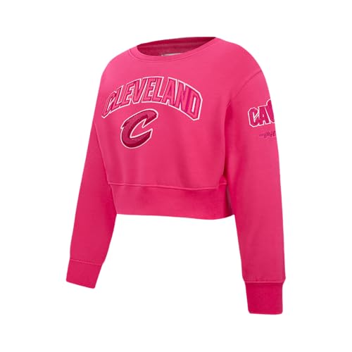 Big Girls NBA Classic Triple Pink Fleece Crewneck Sweatshirt - Cleveland Cavaliers Medium