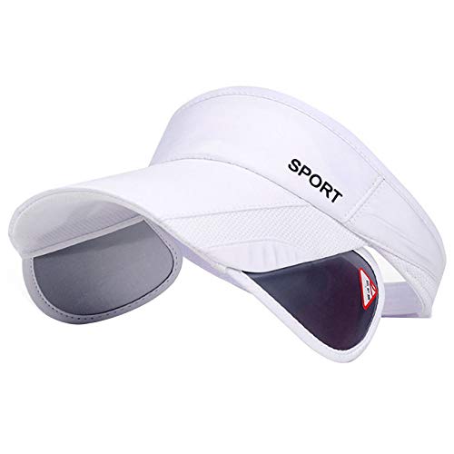 Women’s Summer Sun Visor Hat - Adjustable Golf Cap with Retractable Brim, UV Protection, White 7
