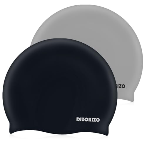 High Elasticity Silicone Swim Cap for Men and Women - Black & Grey