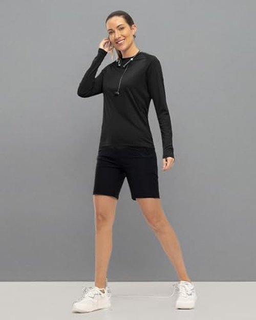 TBMPOY Women's UPF 50+ Shirts Long Sleeve Sun Protection Quick Dry Lightweight Rash Guard Hiking Black M