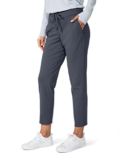 Women's 7/8 Stretch Ankle Sweatpants with Deep Pockets - Medium Dark Grey