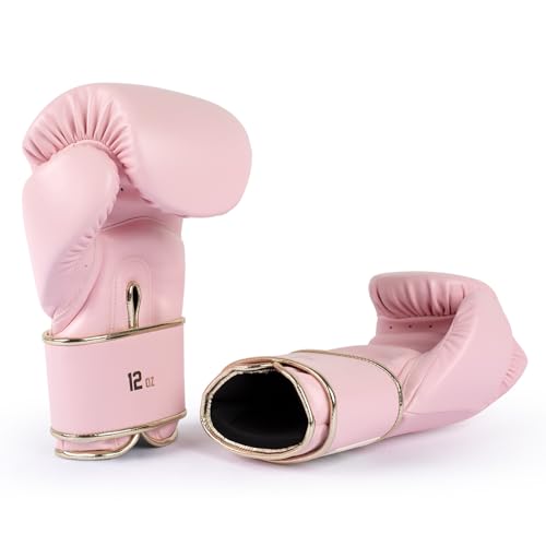 Pink Women's Boxing Gloves 12 oz Ventilated Palm Multi-Layered Synthetic Leather