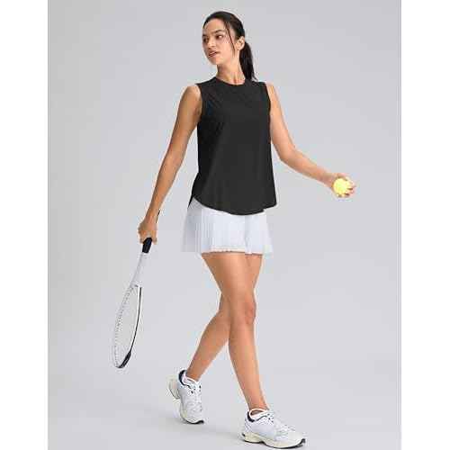 SANTINY Women's Sleeveless Workout Tops Breathable Lightweight Active Tennis Yoga Shirts Athletic Running Tank Tops for Women