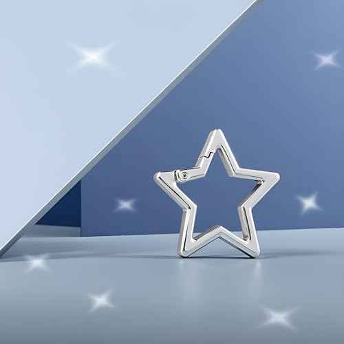 Star Shaped Stainless Steel Keychain Clip Carabiner Snap Hook Holder Carabiner Hook Clip Key Holder Carabiner Clip Keychain Carabiners for Keys and Wallet Accessory with Key Chain Rings