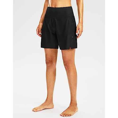 G Gradual Women's 7" Long Swim Board Shorts High Waisted Quick Dry Beach Swimming Shorts for Women with Liner Pockets