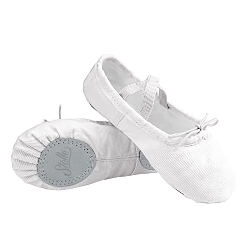 Girls Ballet Shoes Canvas Split Sole Dance Slippers - White 7 Toddler - Stelle