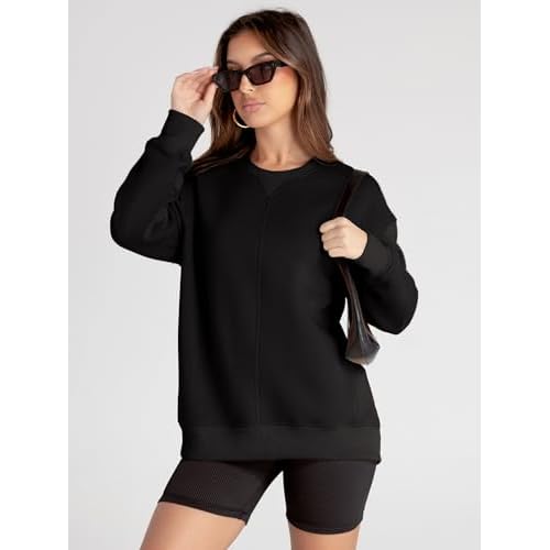 Glamaker Women's Crewneck Oversized Sweatshirt Fleece Long Sleeve Casual Comfy Hoodie Pullover Top Fall Fashion 2024