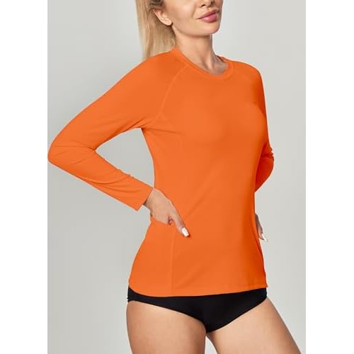 IUGA Rash Guard for Women UPF 50+ SPF UV Protection Long Sleeve Workout Tops with Pockets Dry Fit Hiking Swim Shirt