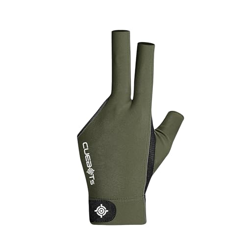 Medium Olive Left Hand Billiard Glove for Cue Control, Breathable Mesh, Adjustable Fit